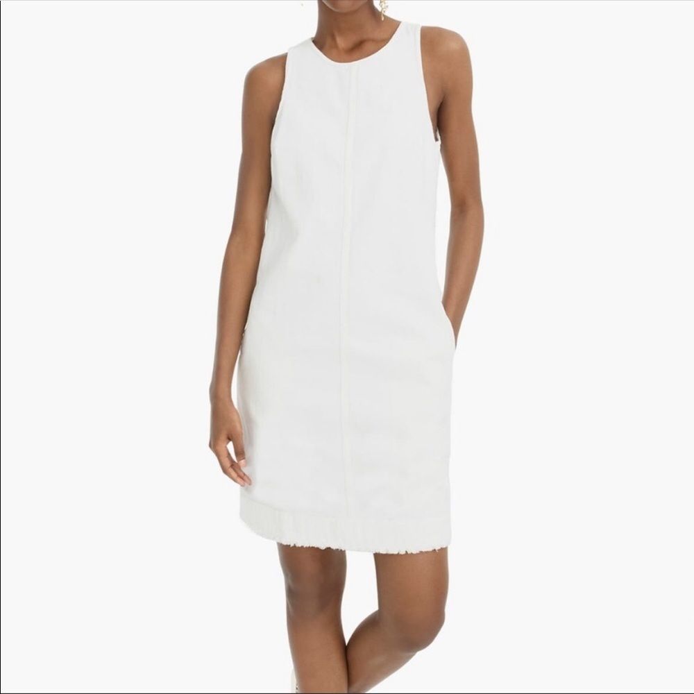 j crew — white denim dress raw hem sz 6 nwt